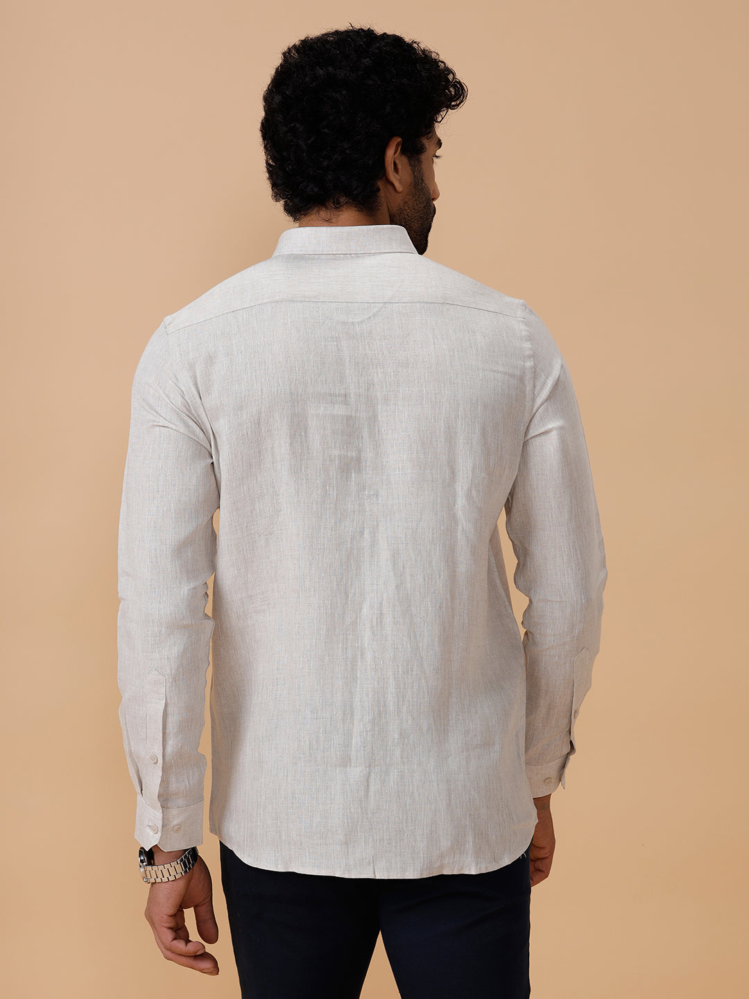 Mens Pure Linen Grey Shirt L10
