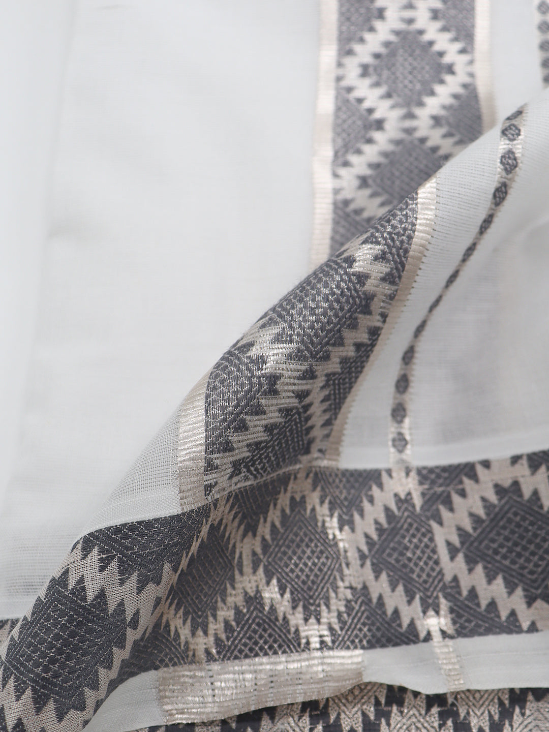 Men Premium Cotton Double Layer White Dhoti with Fancy Jari Border LC27