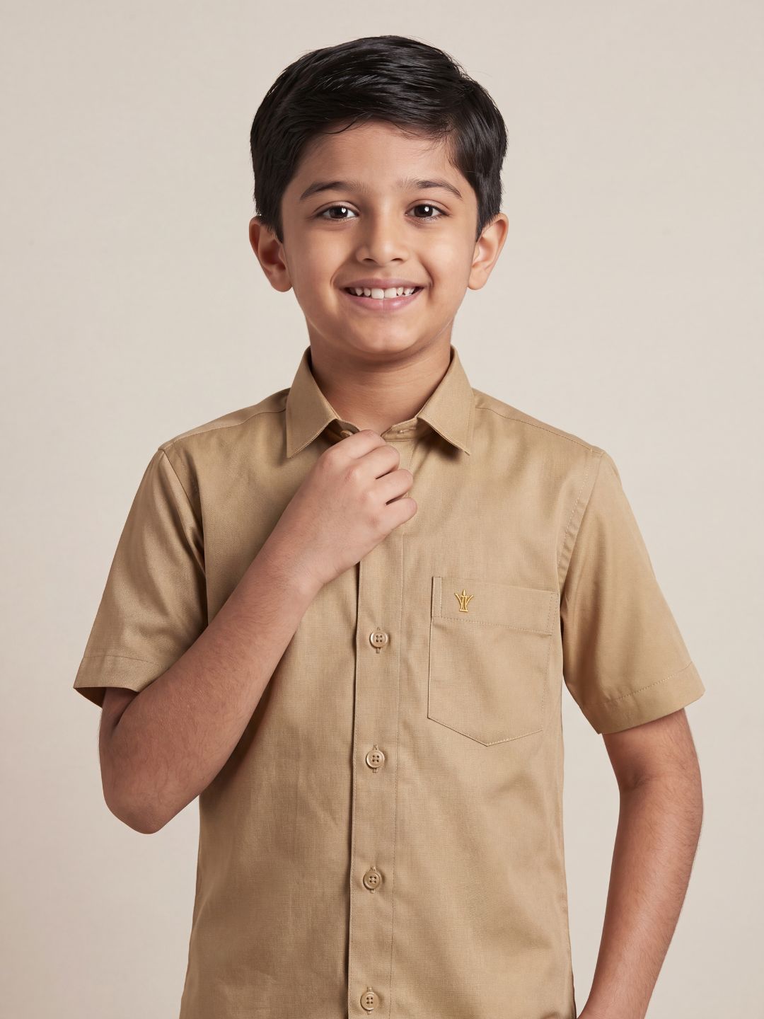 Boys 100% Cotton Brown Shirt and Fancy Border Dhoti Set BT1