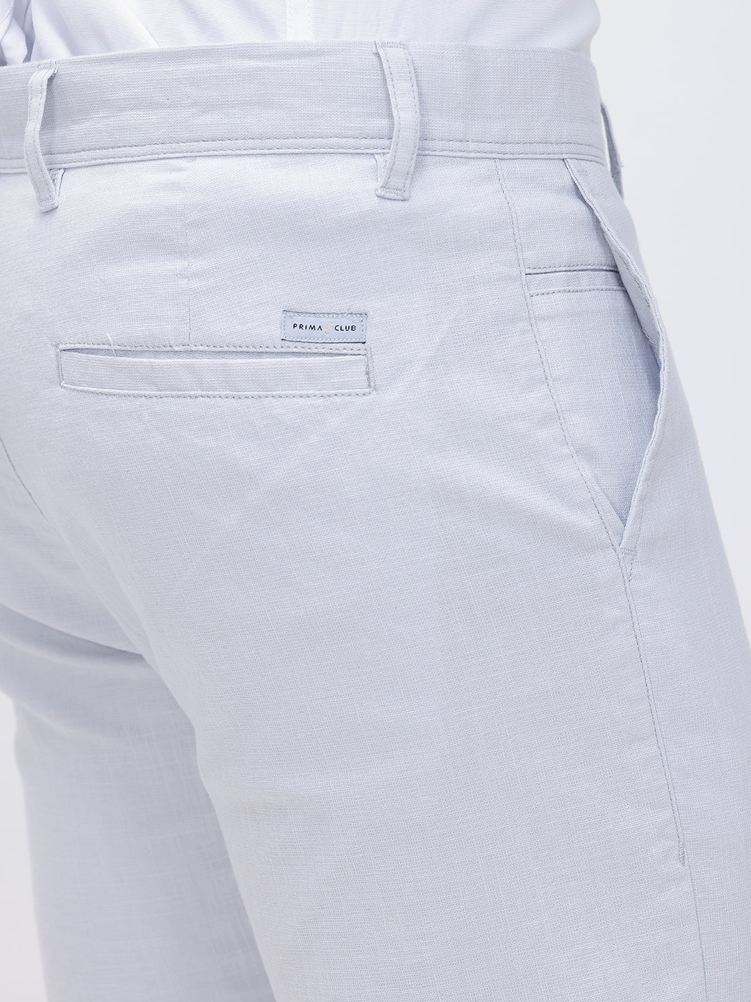 Men Linen Cotton Smart Fit Pant Light Blue