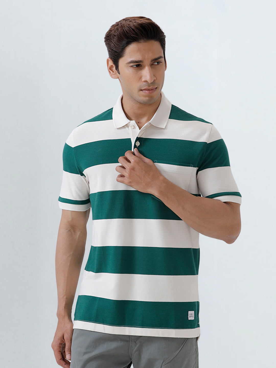 Men Smart Fit Exclusive Striped Polo T-Shirt Evergreen ED5