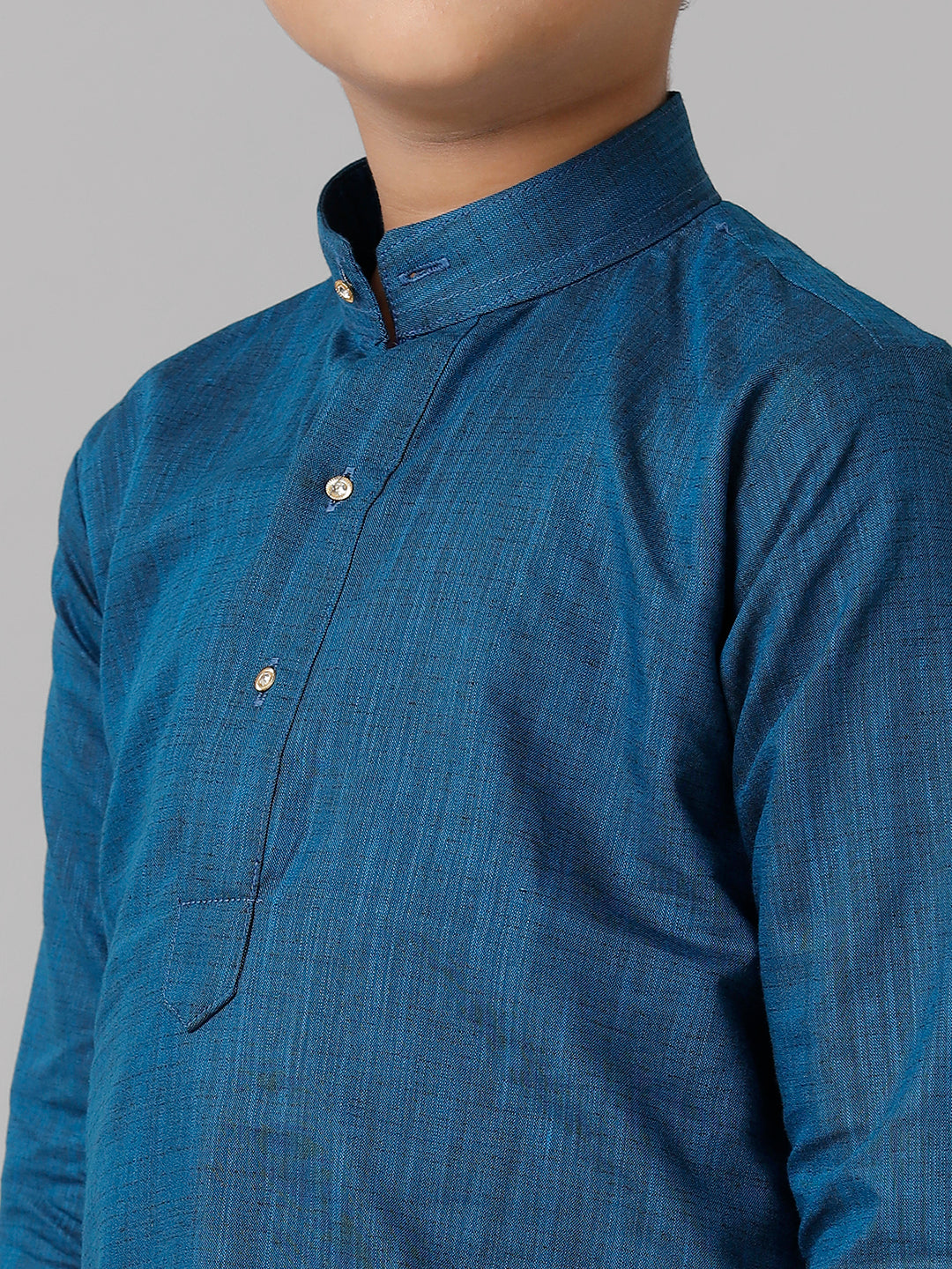 Boys Cotton Navy Kurta with Cream Elastic Panchakacham Combo FS8-Zoom view