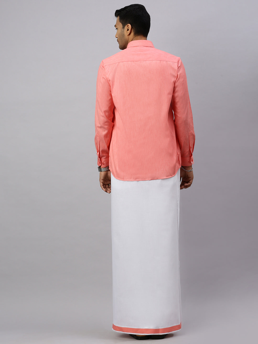 Men Mandy Matching Border Dhoti & Full Sleeves Shirt Set CV1