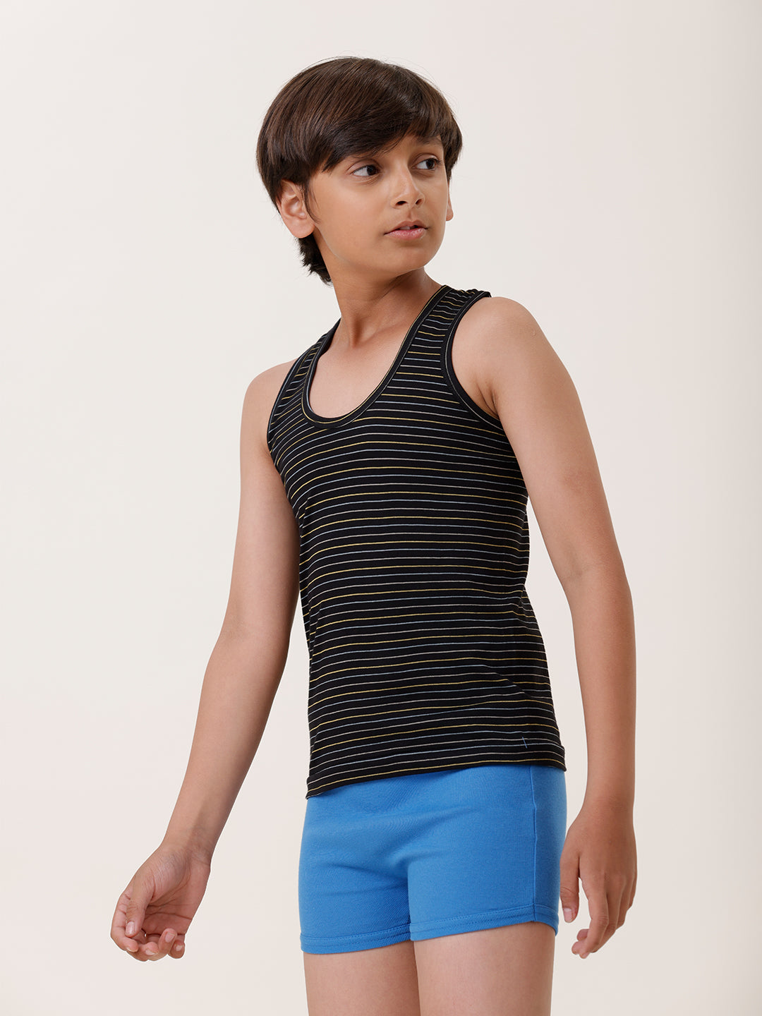 Boys Combed Cotton Assorted Colour Striped Vest (Pack of 4)