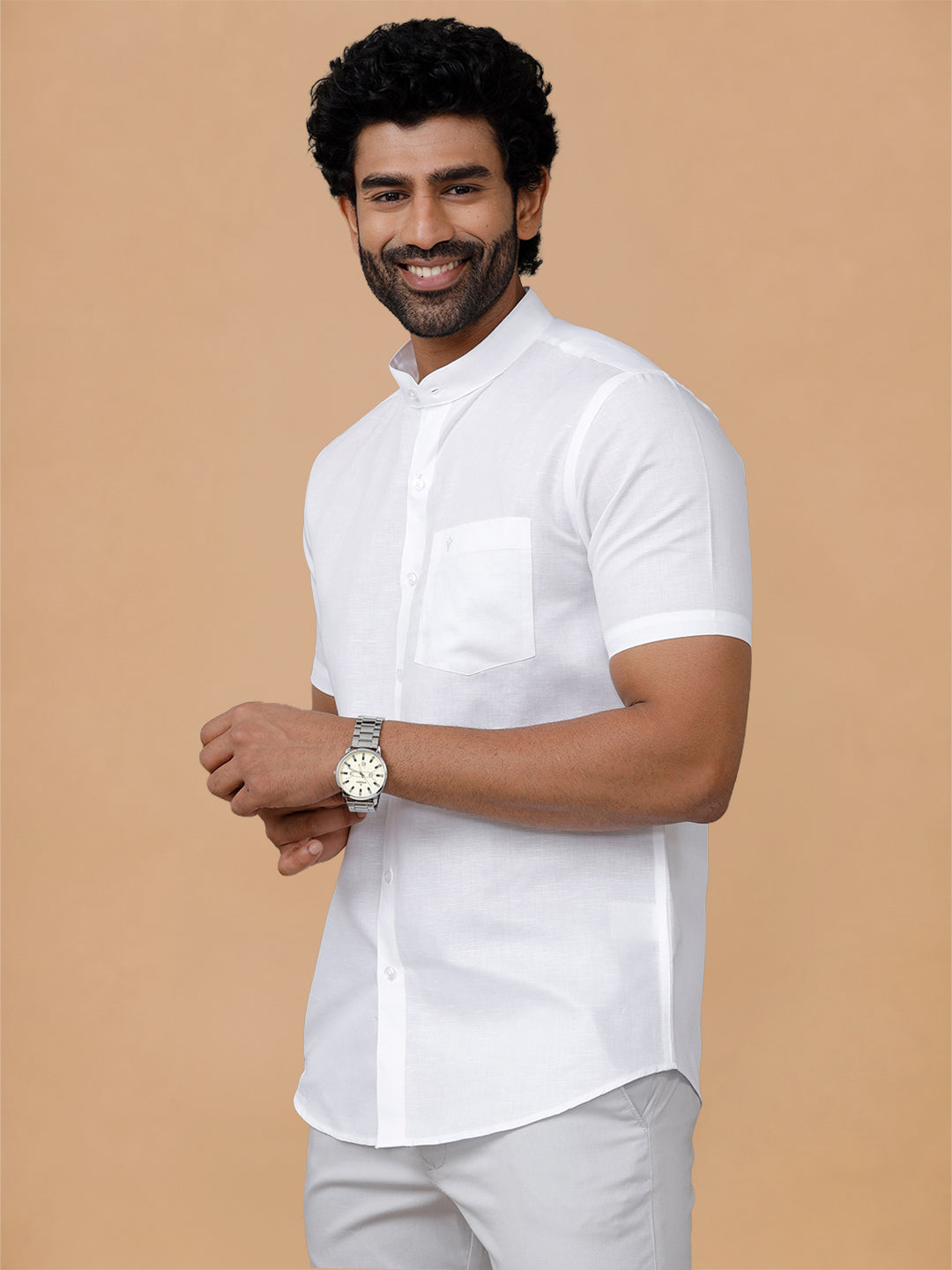 Cotton Linen Chinese Collar White Shirt – Craze