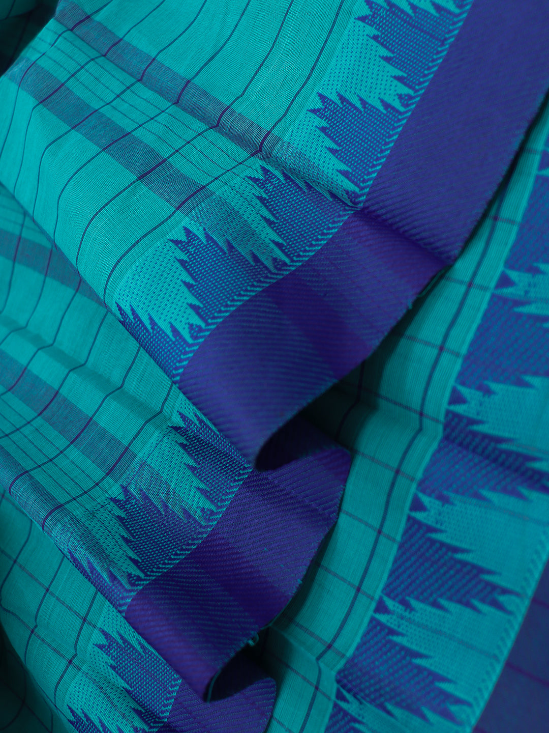 Women Blue Checks Pure Chettinad Cotton Saree PCS226