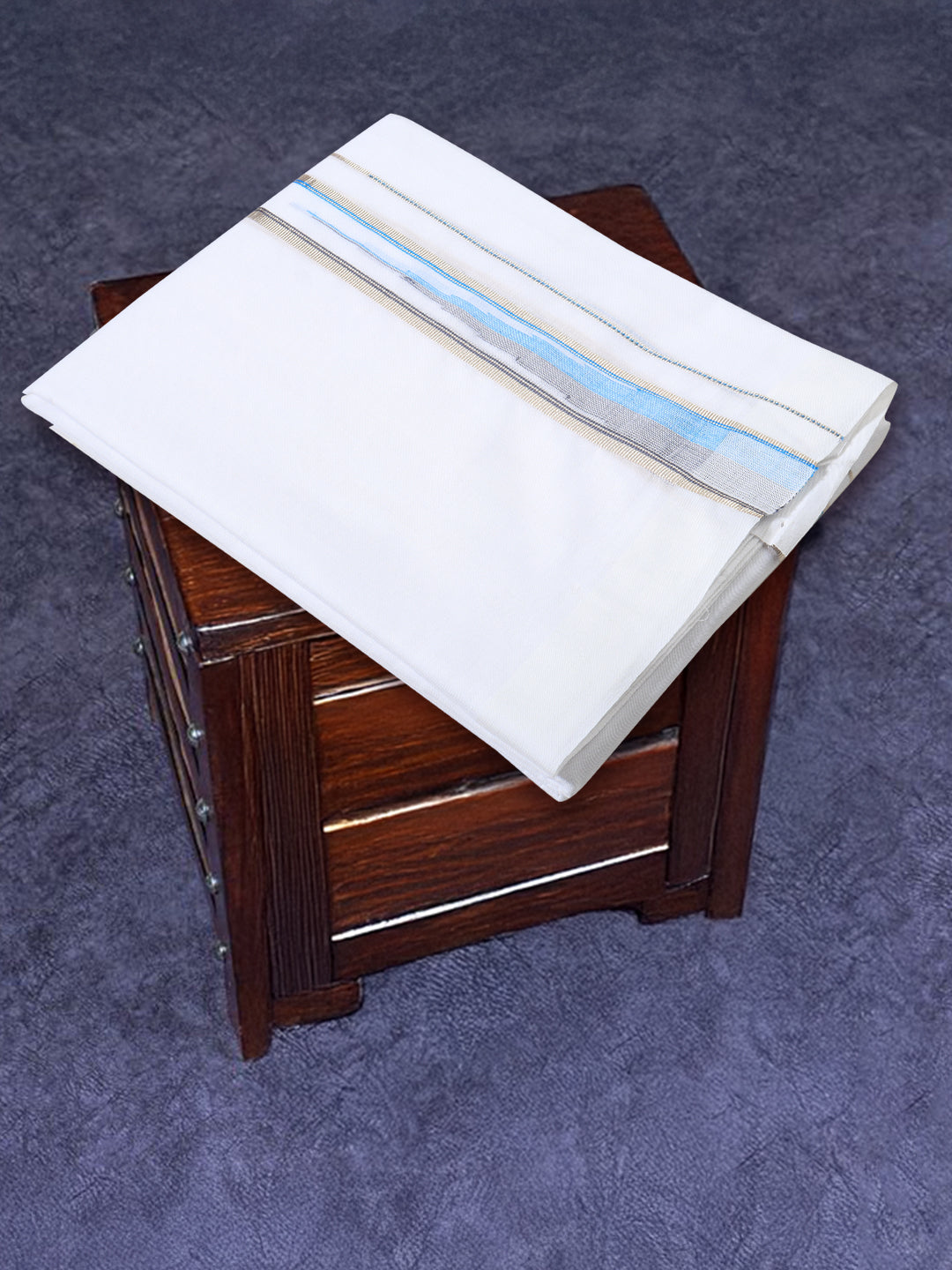 Men 100% Cotton Double Layer White Dhoti with Fancy Jari Border Luxury Club LCFJ06