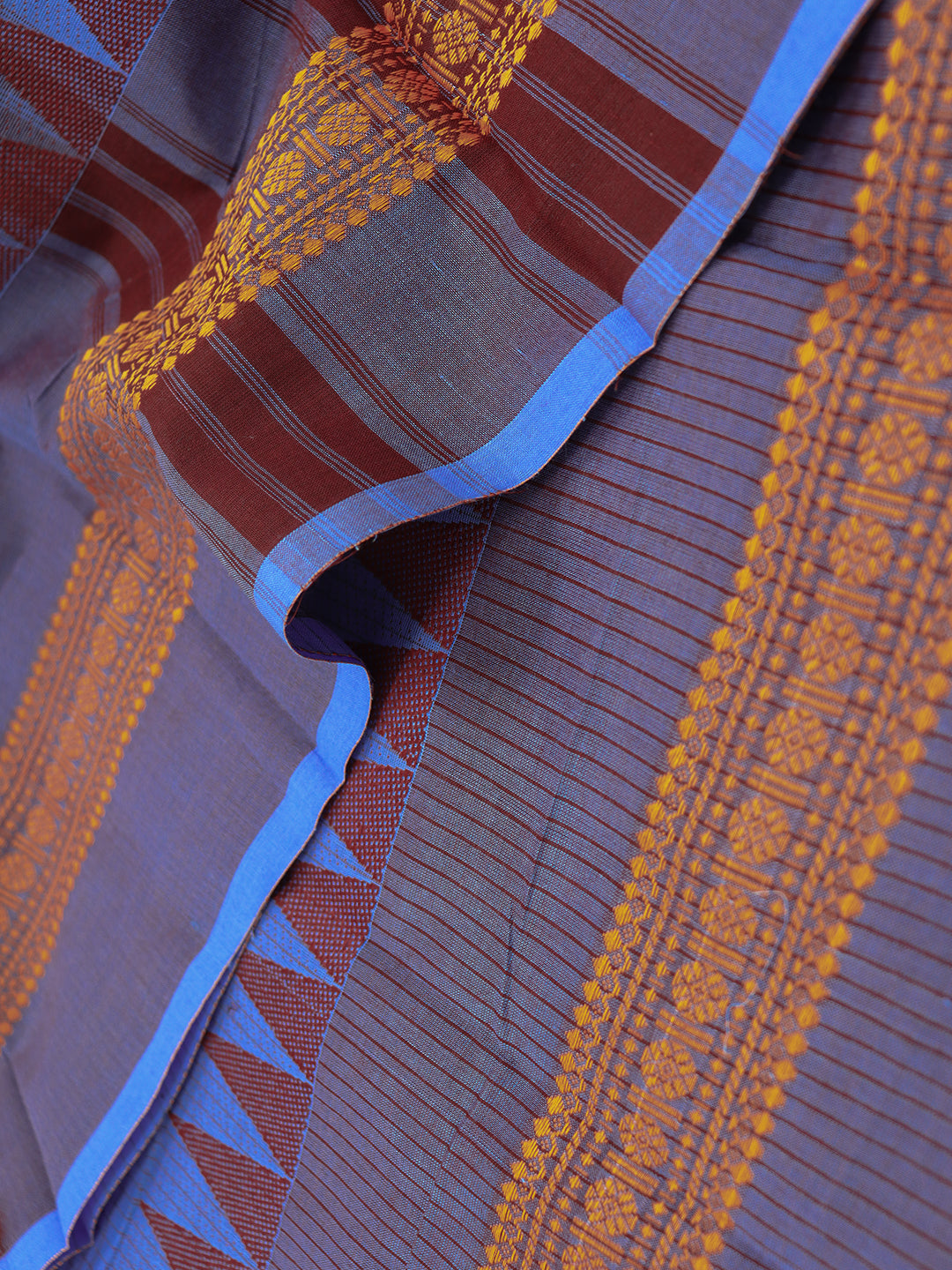 Women Denim Blue Plain Pure Chettinad Cotton Saree PCS220