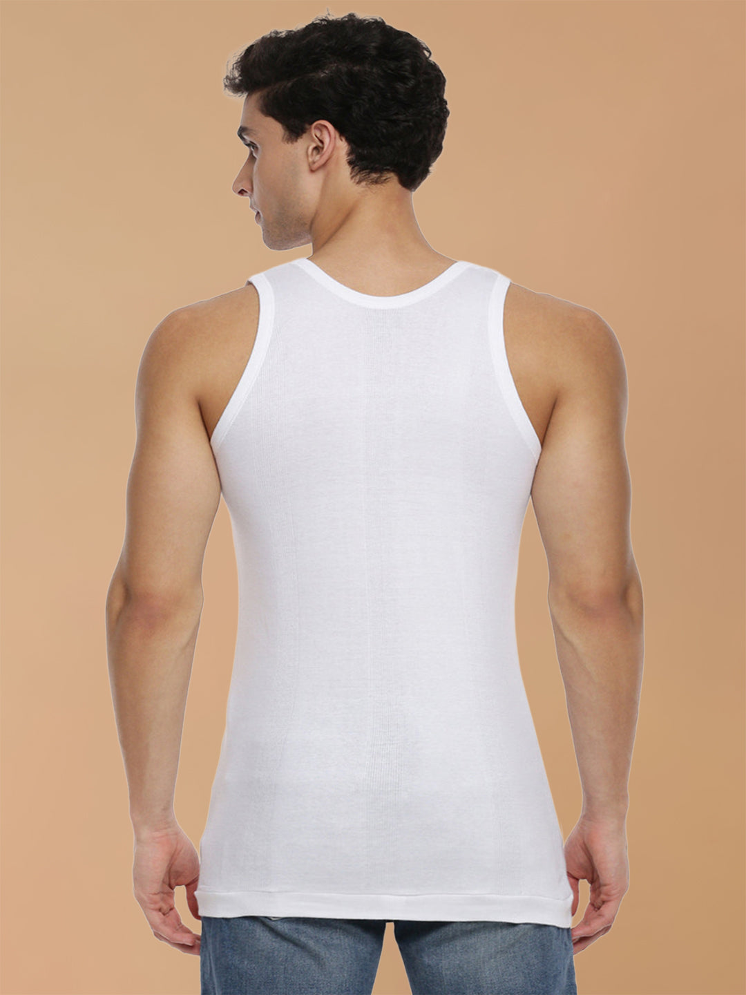 100% Combed Cotton White Vest RN Compact (Pack of 2)