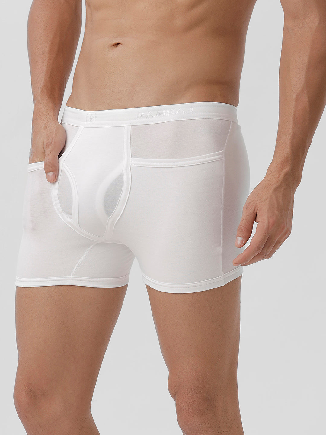 Men 100% Combed Cotton White Pocket Trunk Plus Size Target (Pack of 2)