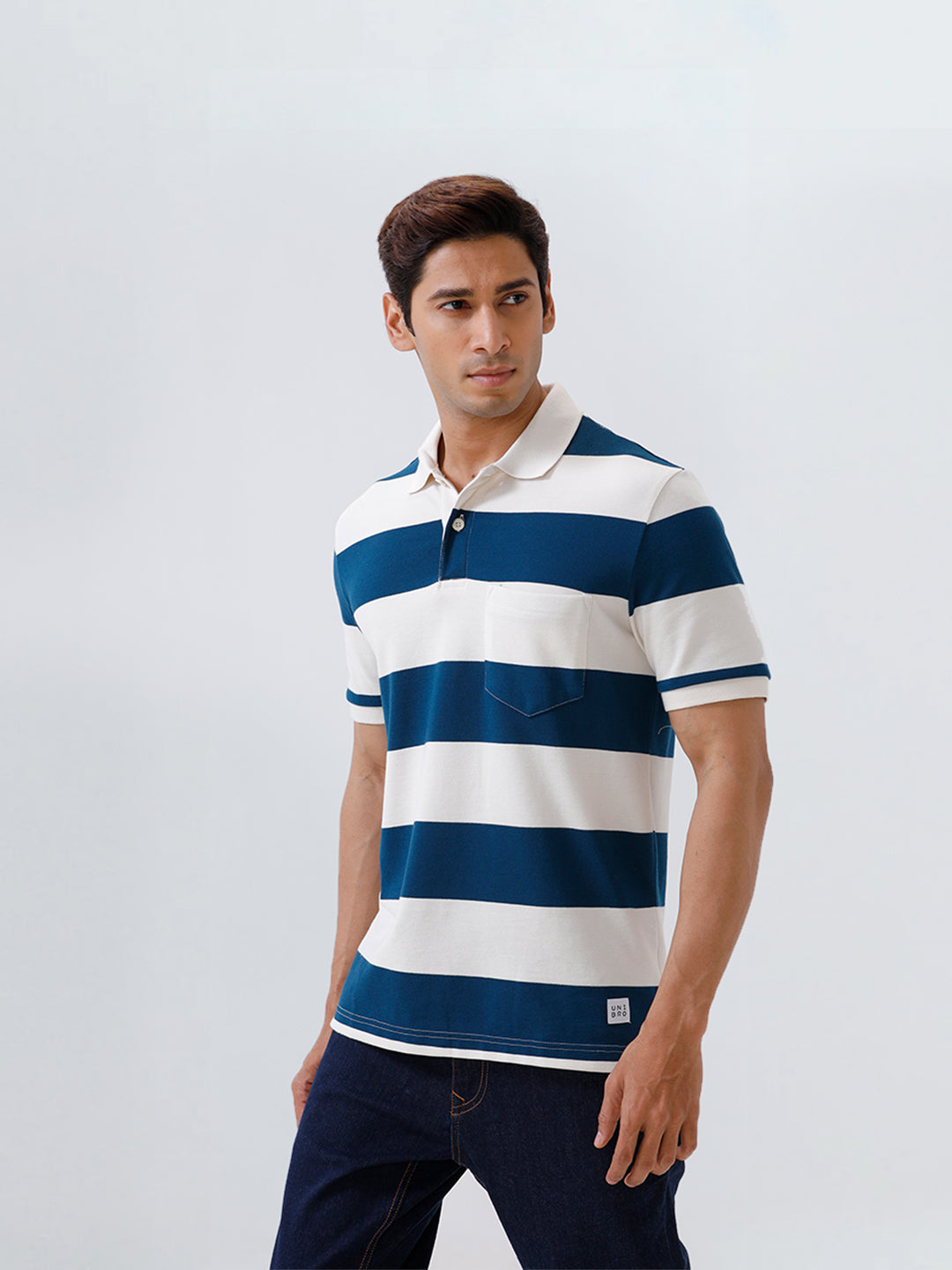 Men Smart Fit Exclusive Striped Polo T-Shirt Poseidon Blue ED1
