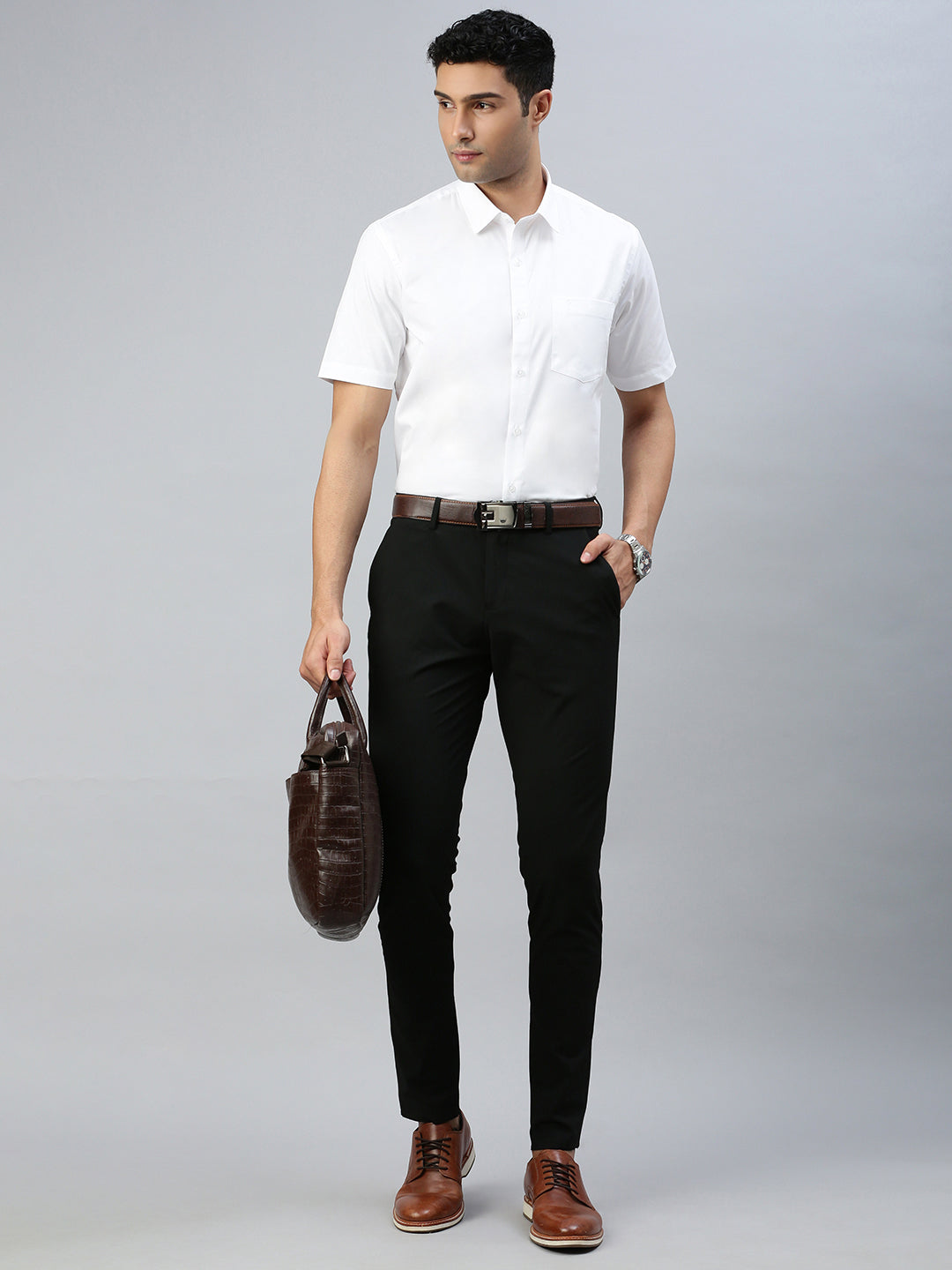 Men 100% Cotton Shirt Clean White