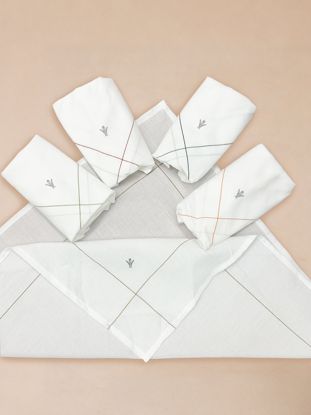 Soft Cotton White Hand Kerchief Set (5 in 1)