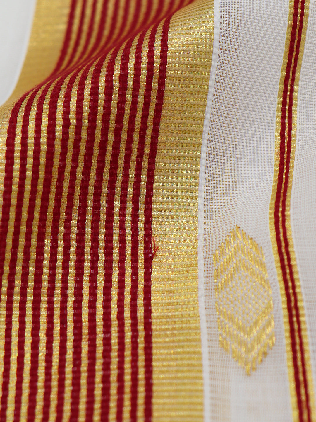 Men Premium Handloom Off White Dhoti with Fancy Border HLM77