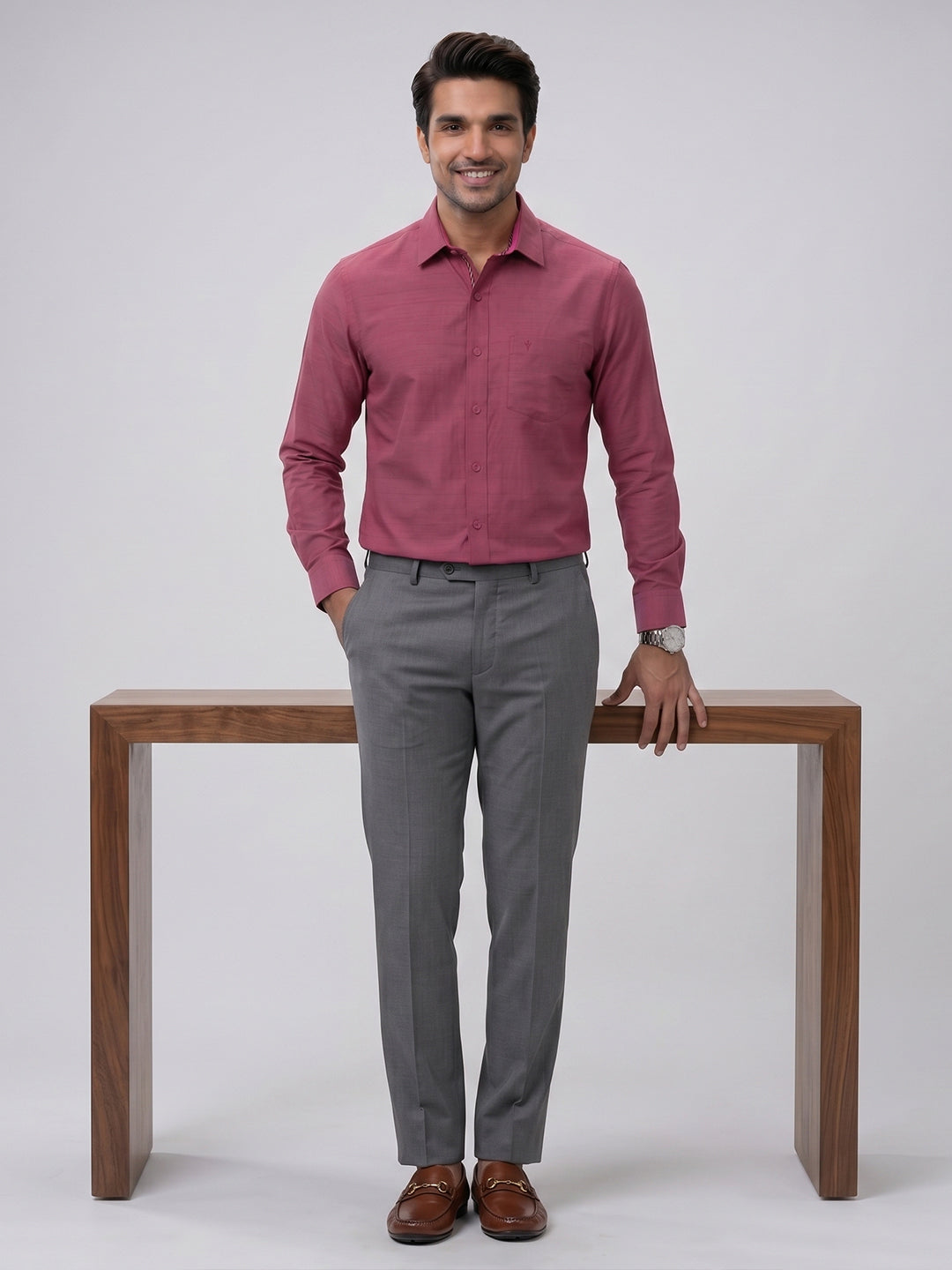 Pack of 2 | 100% Cotton Smart Fit Shirts - Blue & Maroon