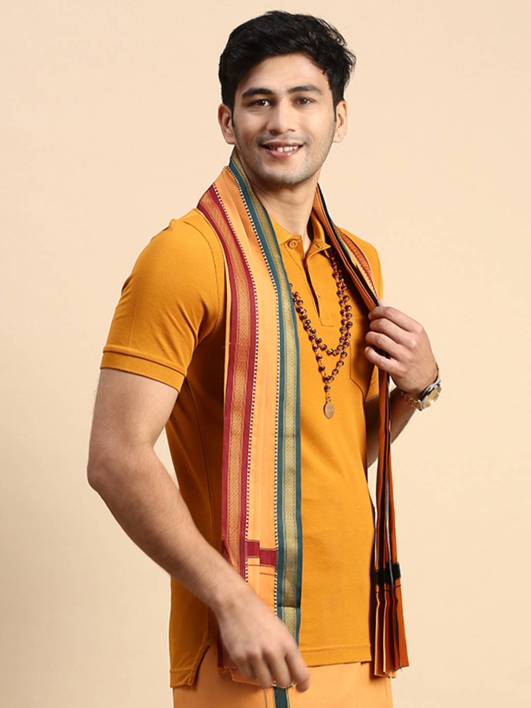 Men Mayilkhan Border Angavastram Towel Gandarva Kaavi