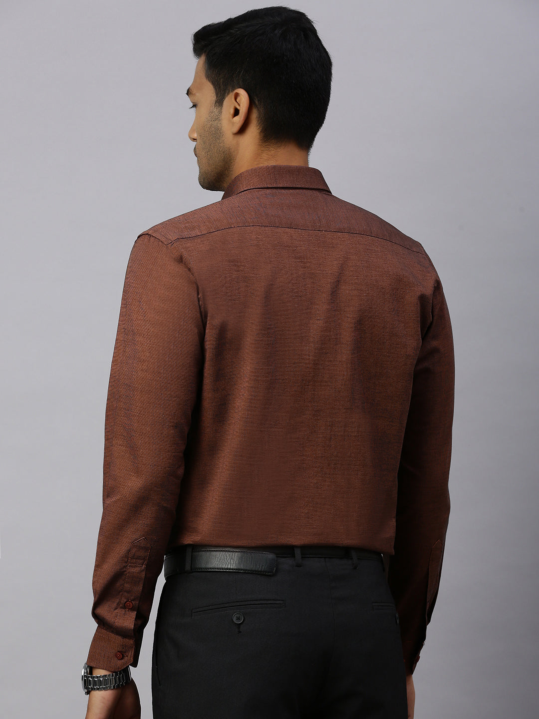 Men 100% Cotton Shirt Brown CL8 GF8