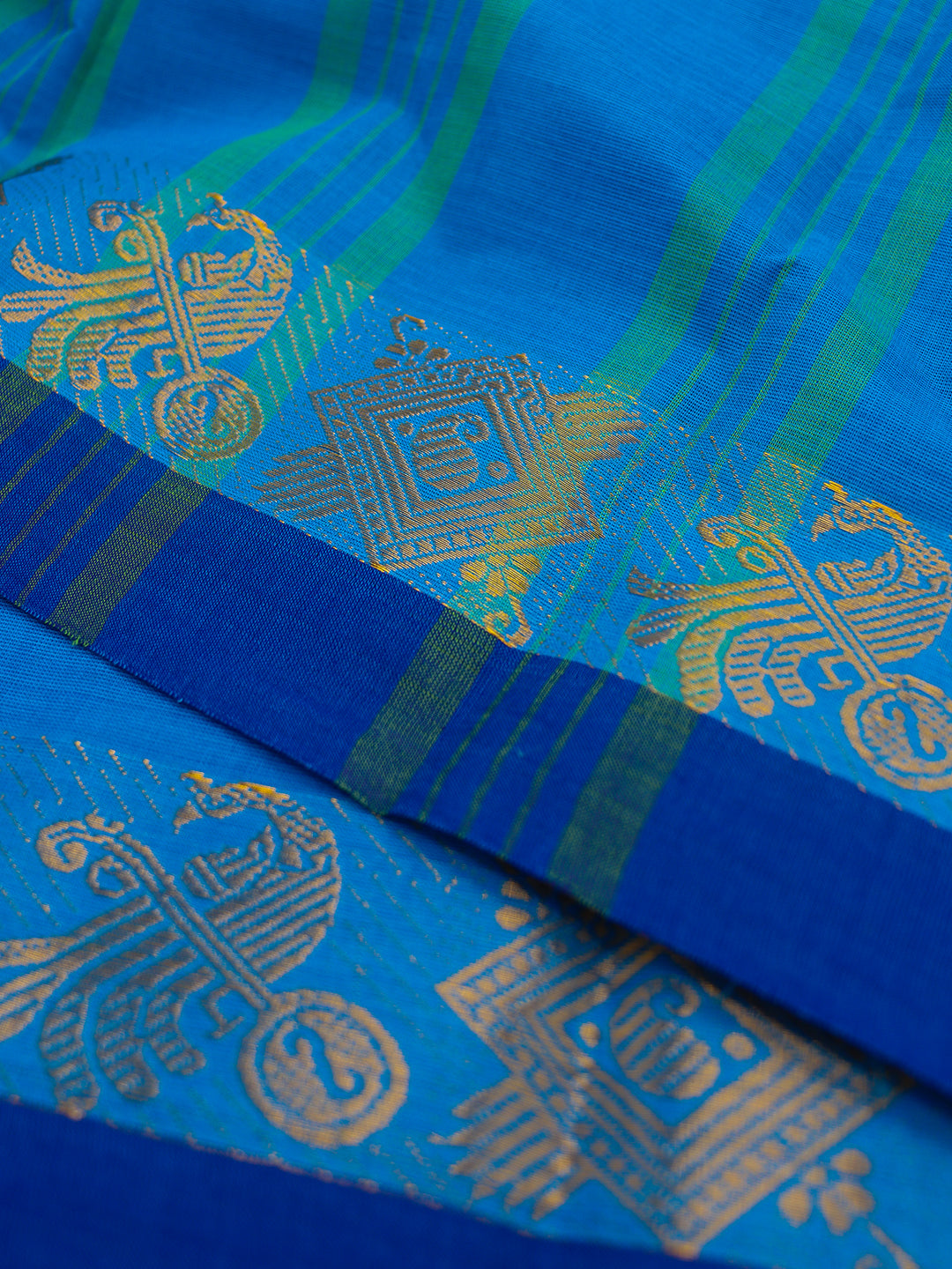 Women Blue Plain Pure Chettinad Cotton Saree PCS237