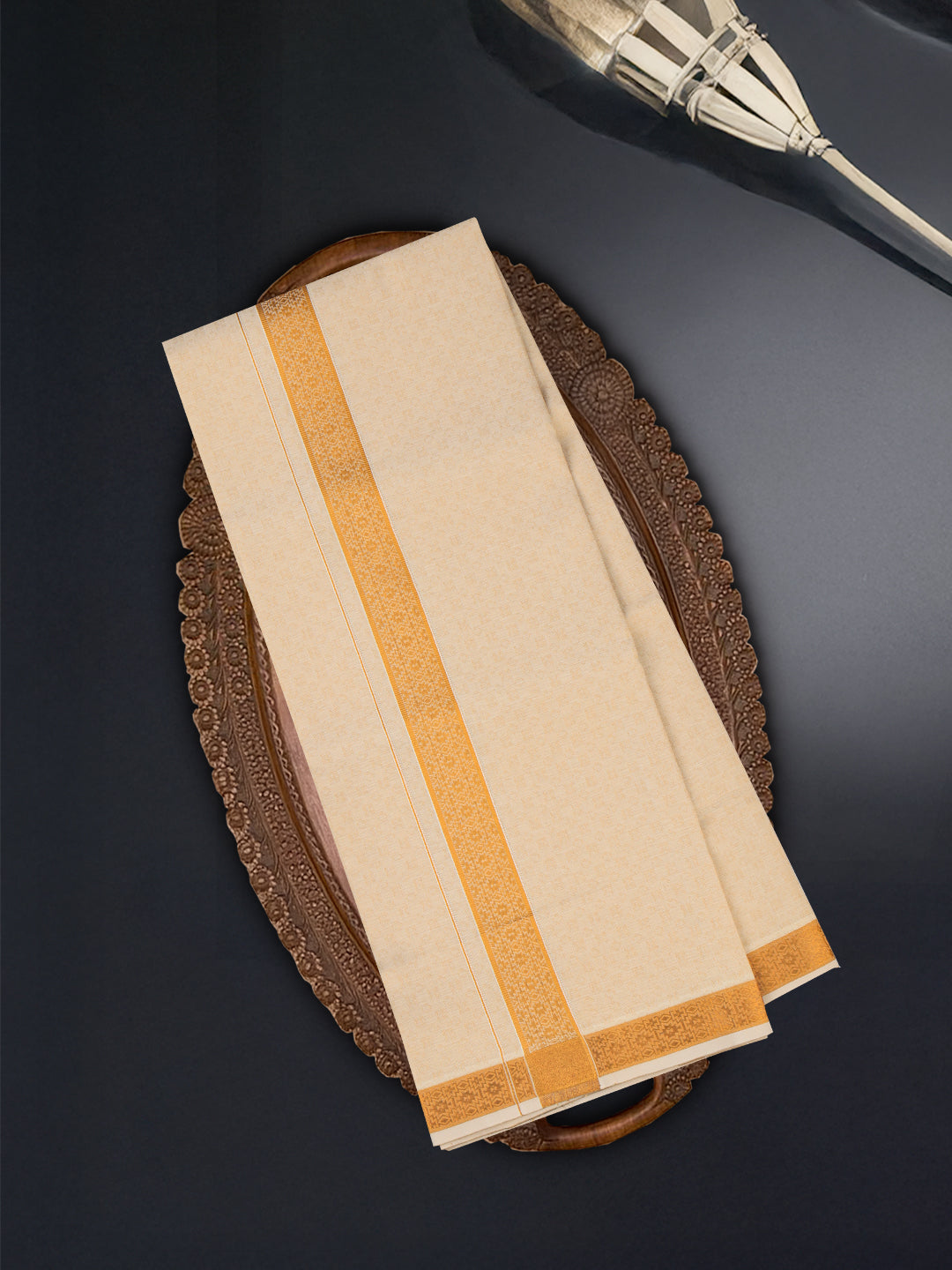 Men Gold Tissue Jacquard Shirting & Dhoti Set Celebrity Elegant CEG01