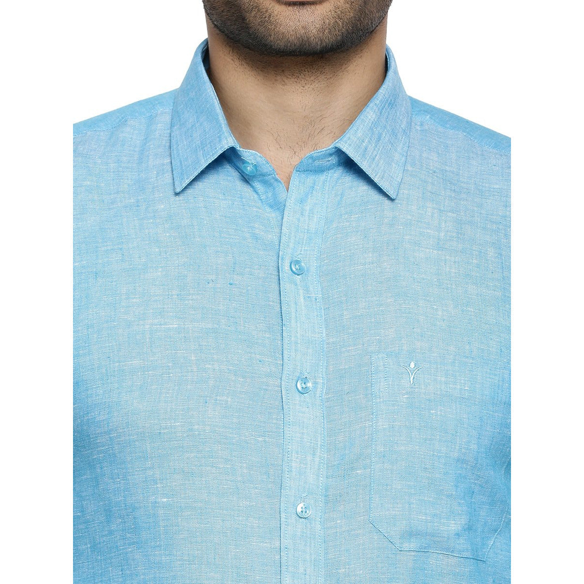 Mens Pure Linen Shirt Blue -L74