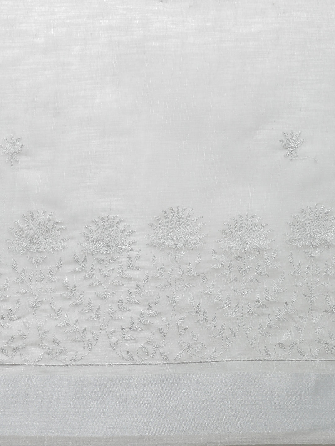 Women Grey Semi Linen Embroidered Saree SL237