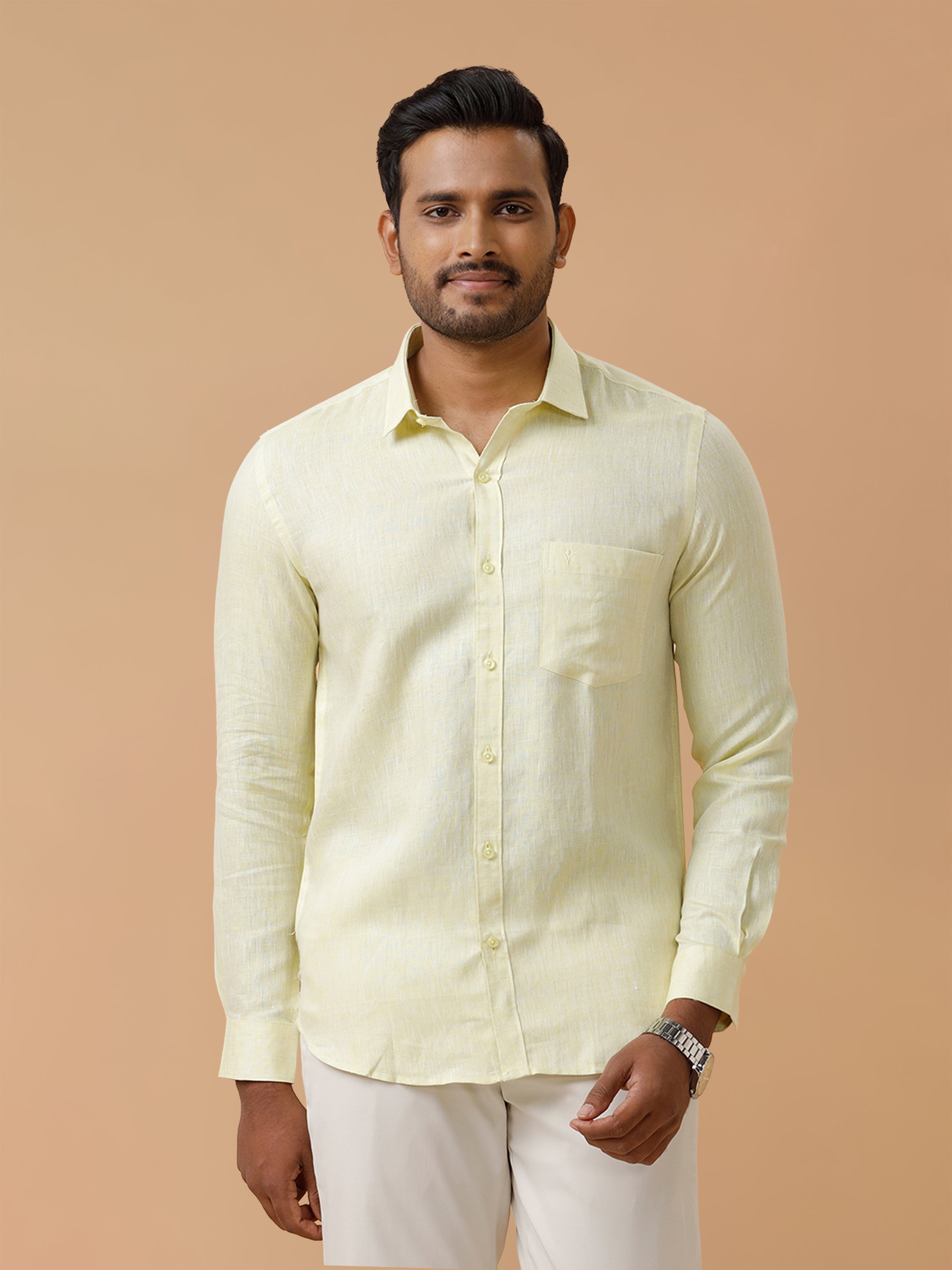 Pure Linen Tidel Green Smart Fit Shirt L86