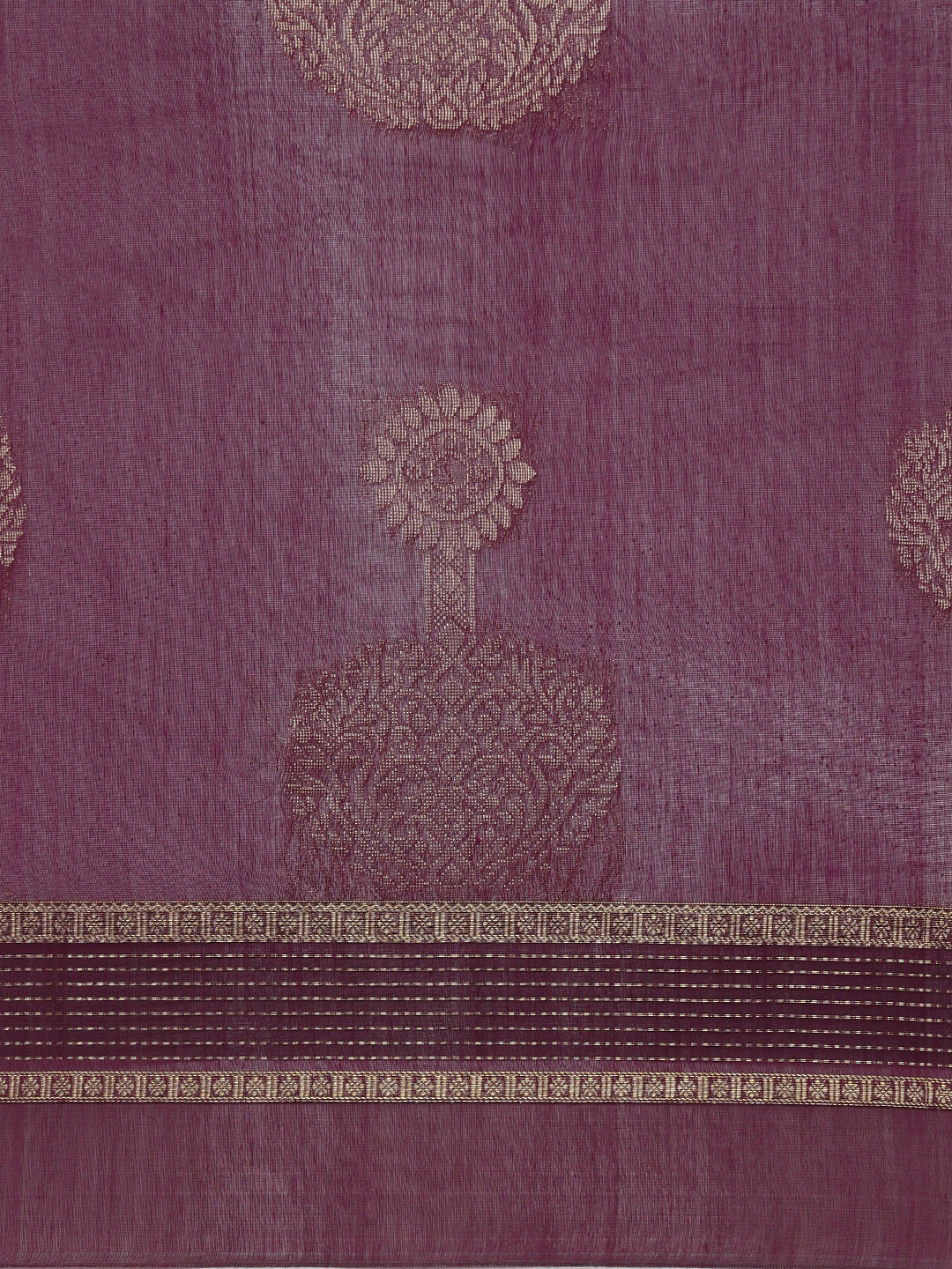 Women Kora Cotton Dark Purple Saree SK129