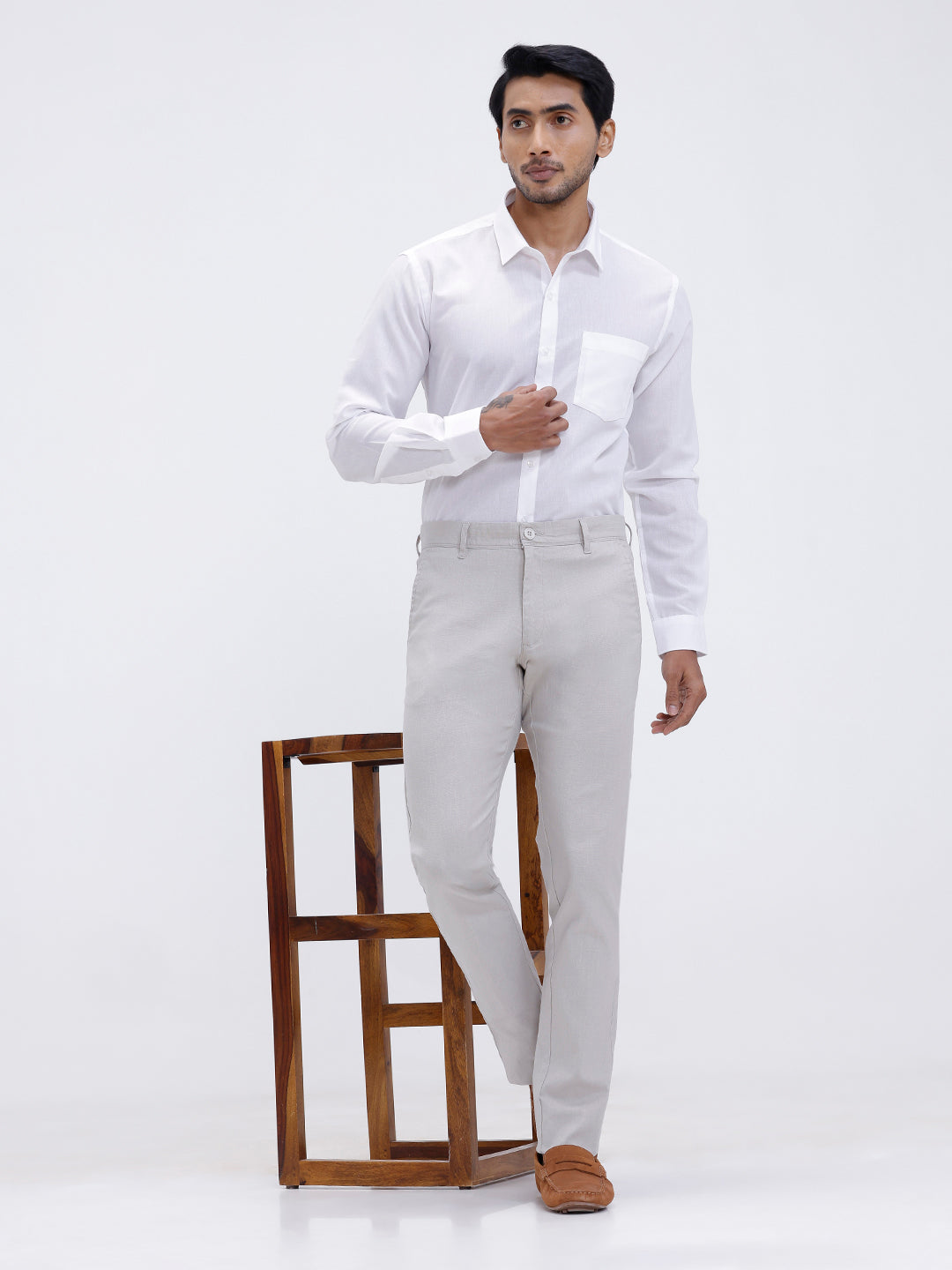 Mens Cotton Shirt and Linen Cotton Off White Trouser Combo TR15503