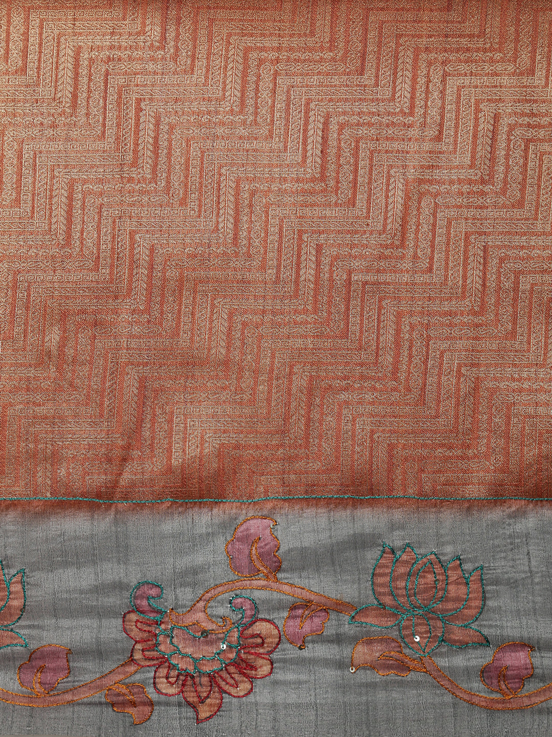 Women Grey Semi Raw Silk Embroidered Saree SRS109