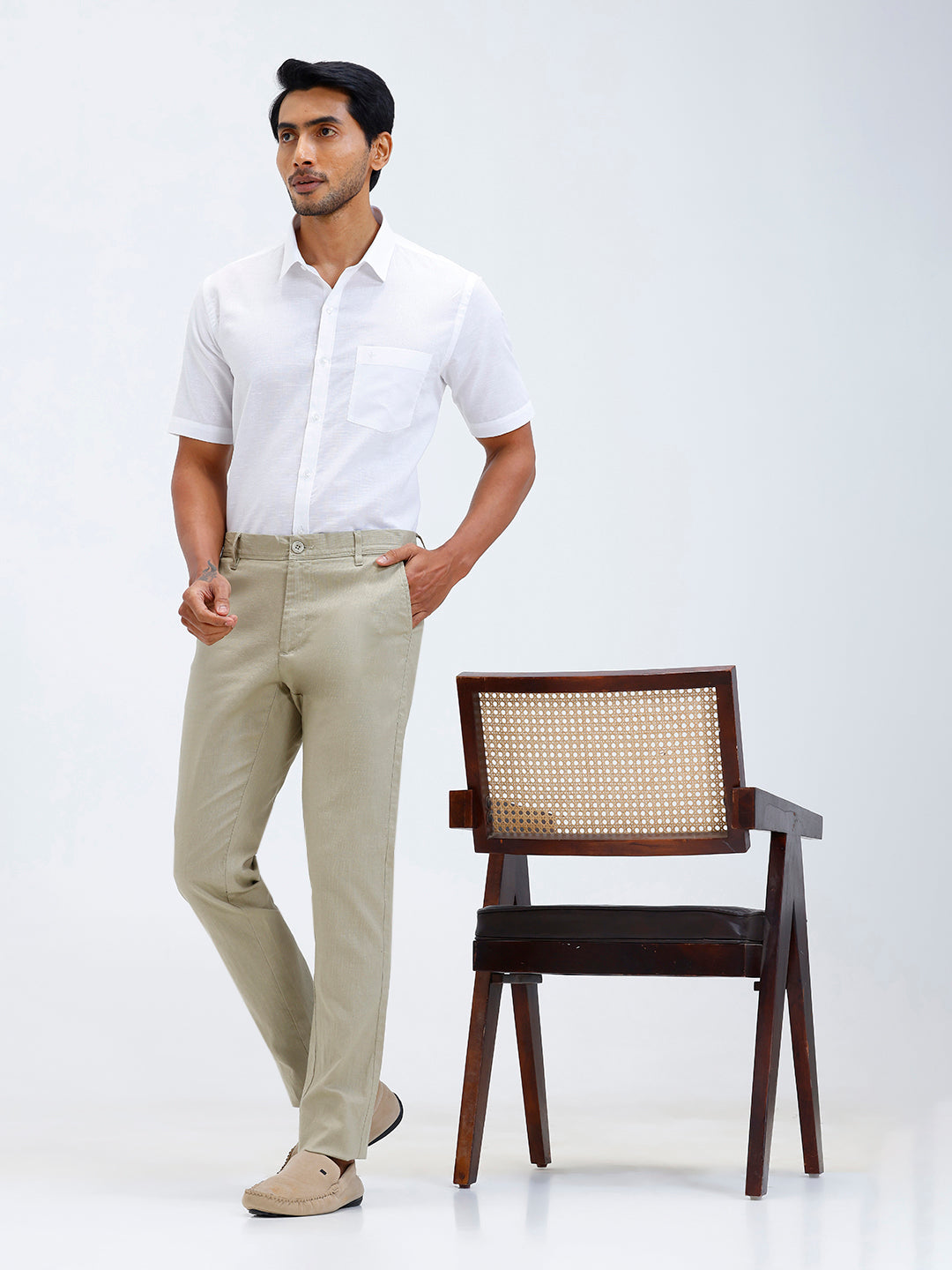 Mens Linen Cotton Half Sleeves Shirt and Pants Combo TR15505