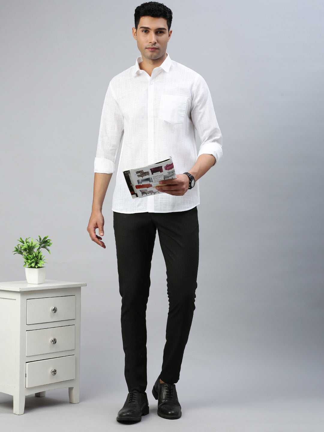 Men Cotton Rich Celebrity White Shirt V3
