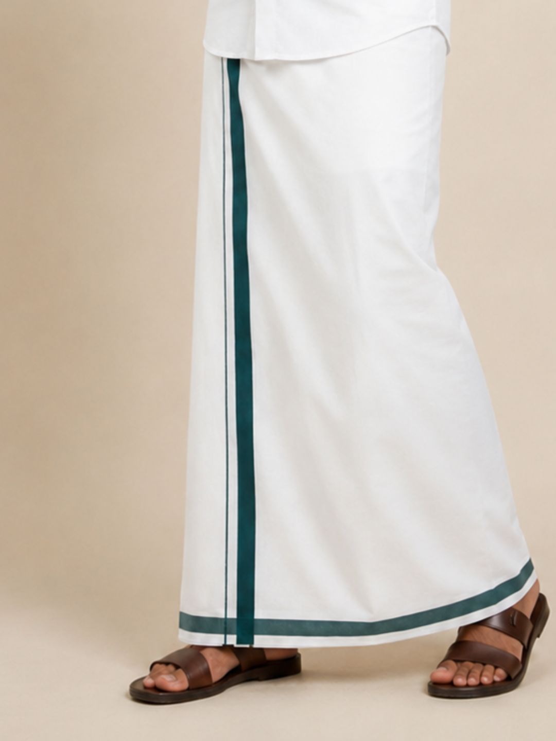 Men 100% Cotton Single Layer Small Border Dhoti Akill AK02
