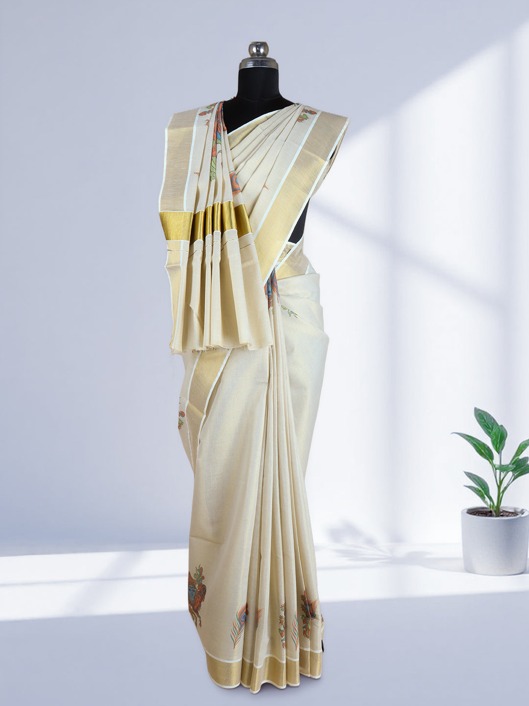 Women Kerala Tissue Gold Saree KS212