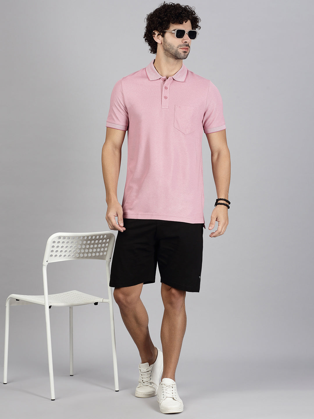 Men Cotton Rich Smart Fit Expert Polo T-Shirt Heather Rose EP44