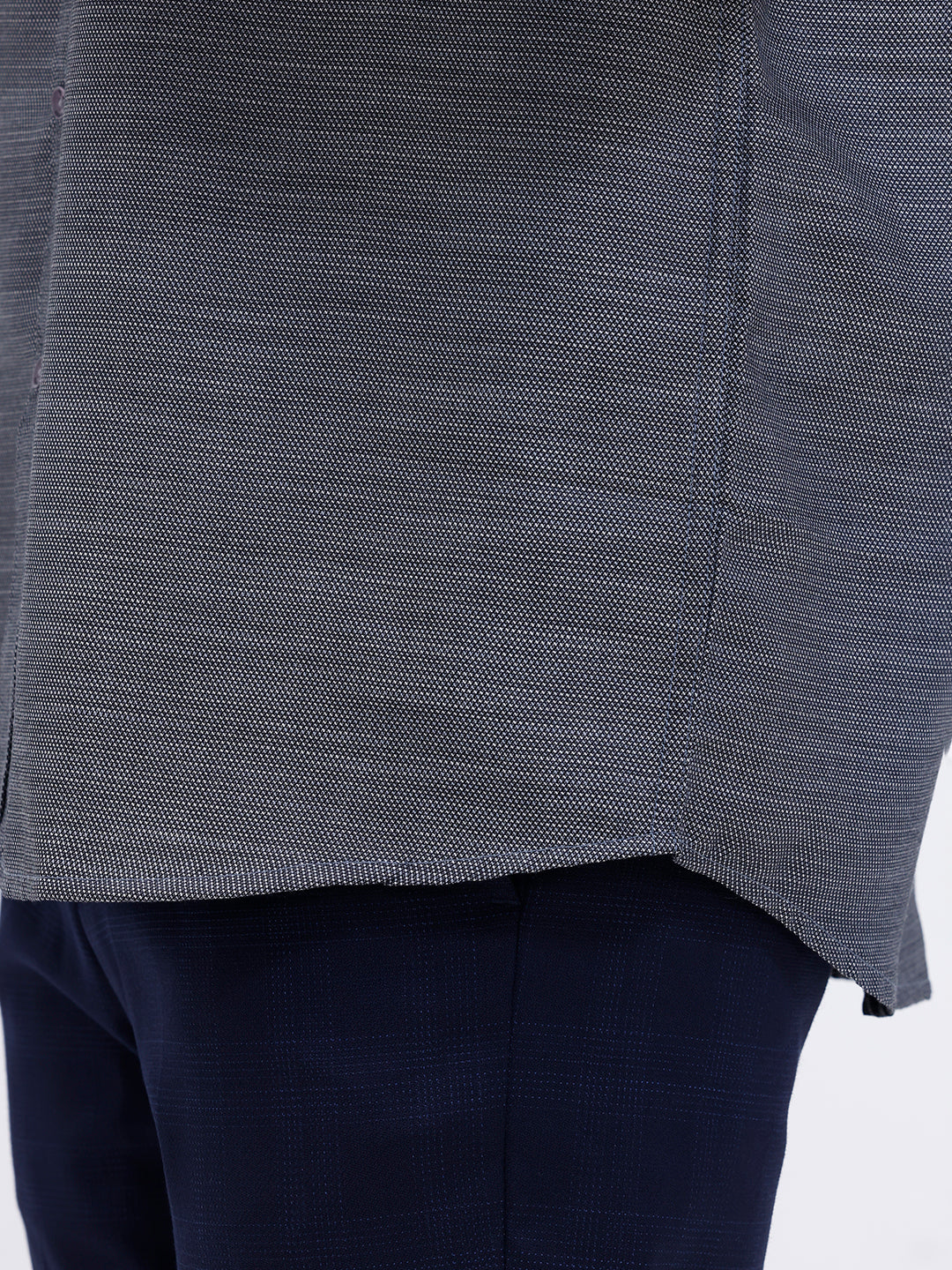 Men Cotton Rich Full Sleeve Shirt Grey Black Dobby T59 AIT5