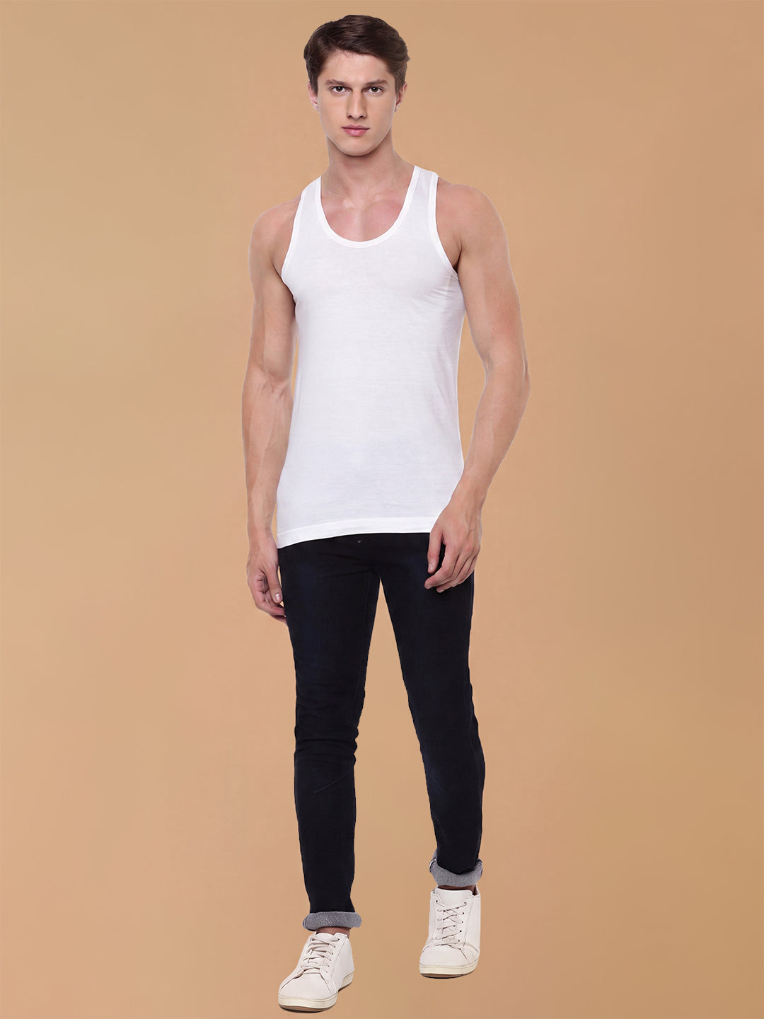 100% Cotton White Vest RN Acoste (Pack of 2)