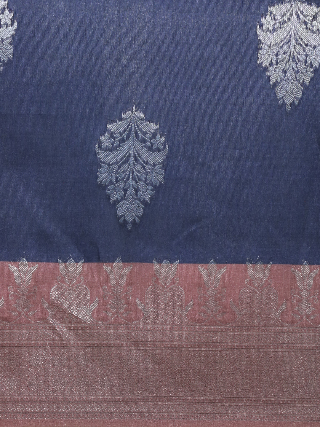 Women Semi Tussar Weaving Navy Saree ST317