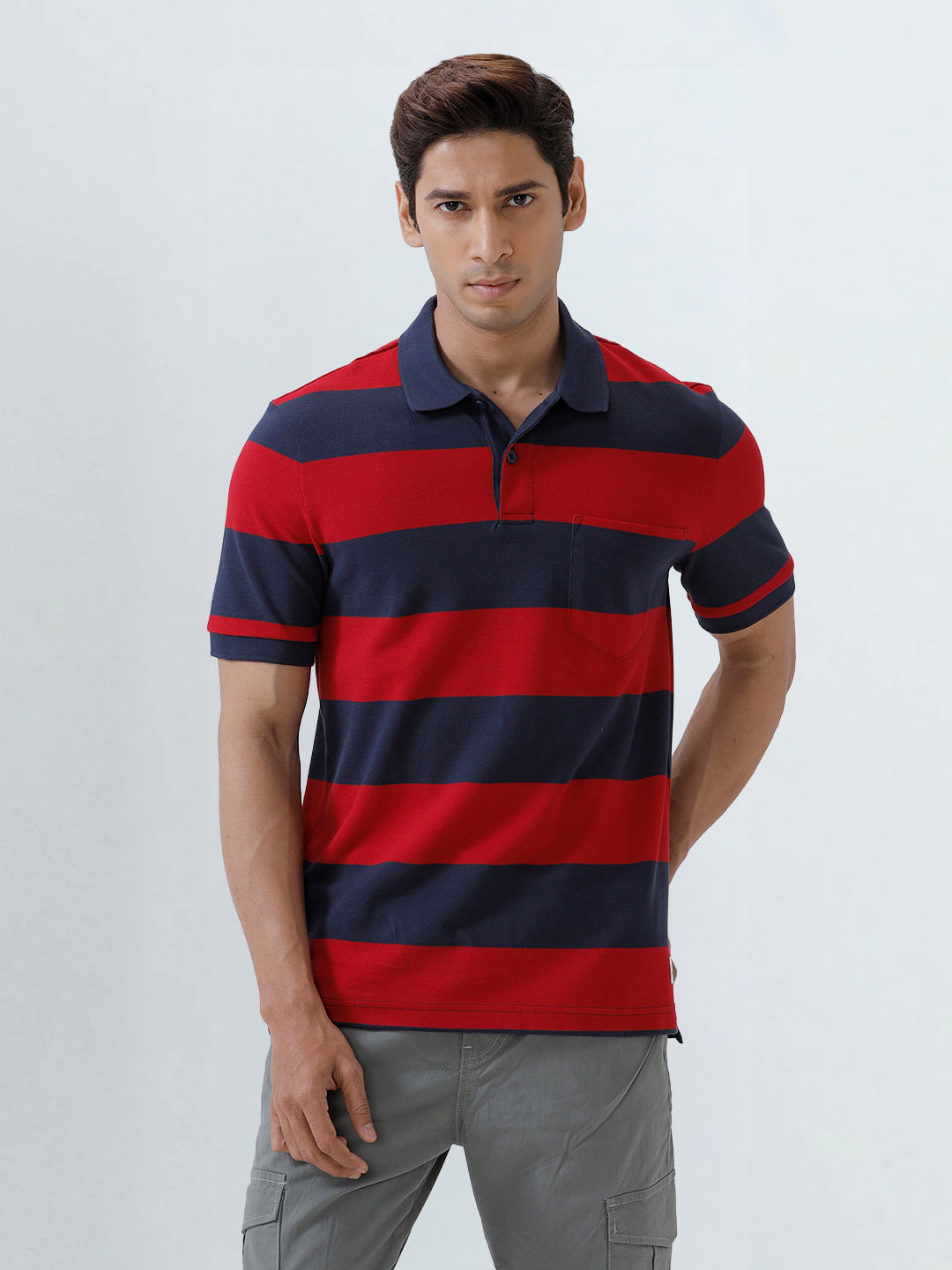 Men Smart Fit Exclusive Striped Polo T-Shirt Savvy Red ED3