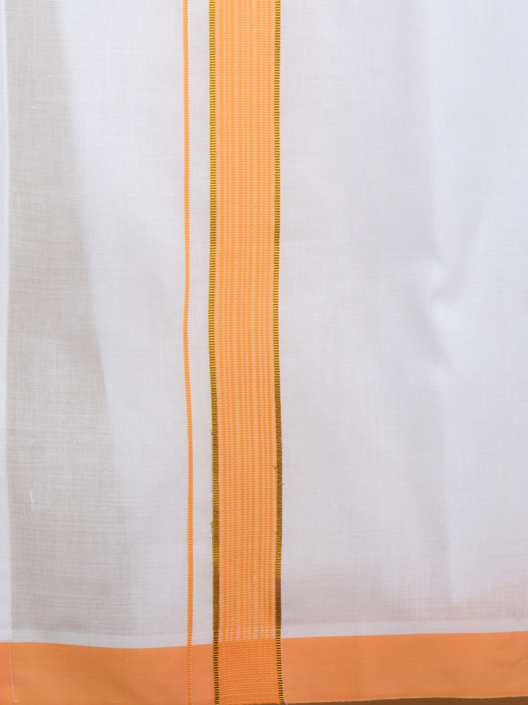 Men Cotton Blend Readymade Single Layer White Dhoti with Fancy Jari Border GACJ38