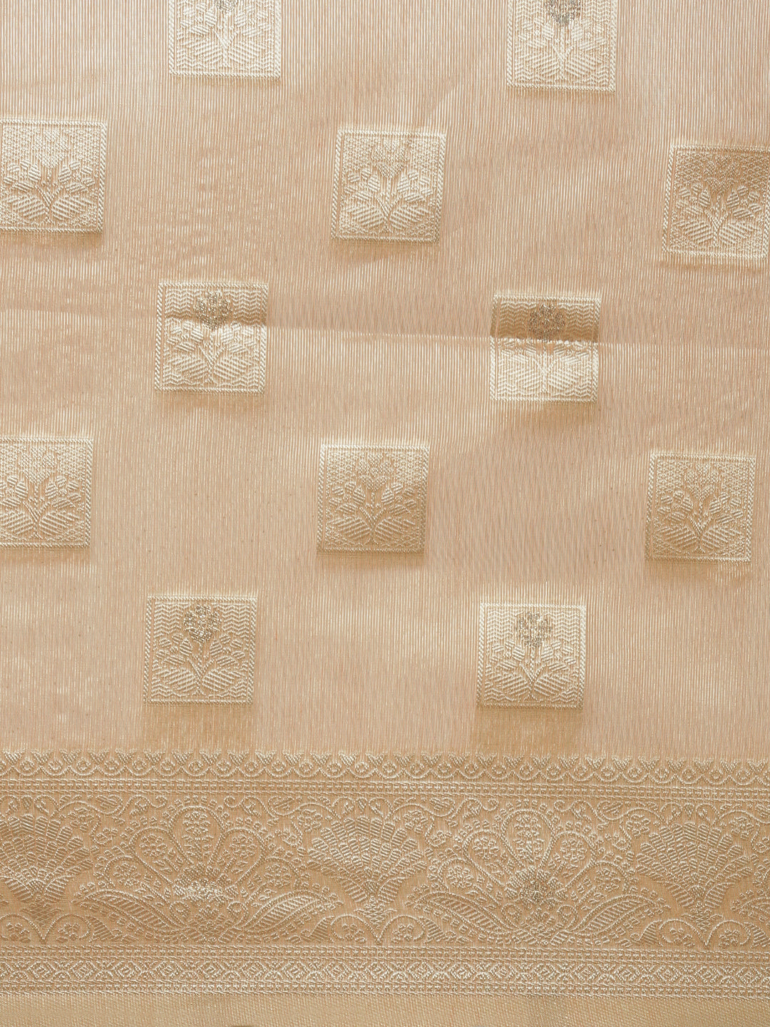 Women Peach Cotton Weaving Saree PCS257