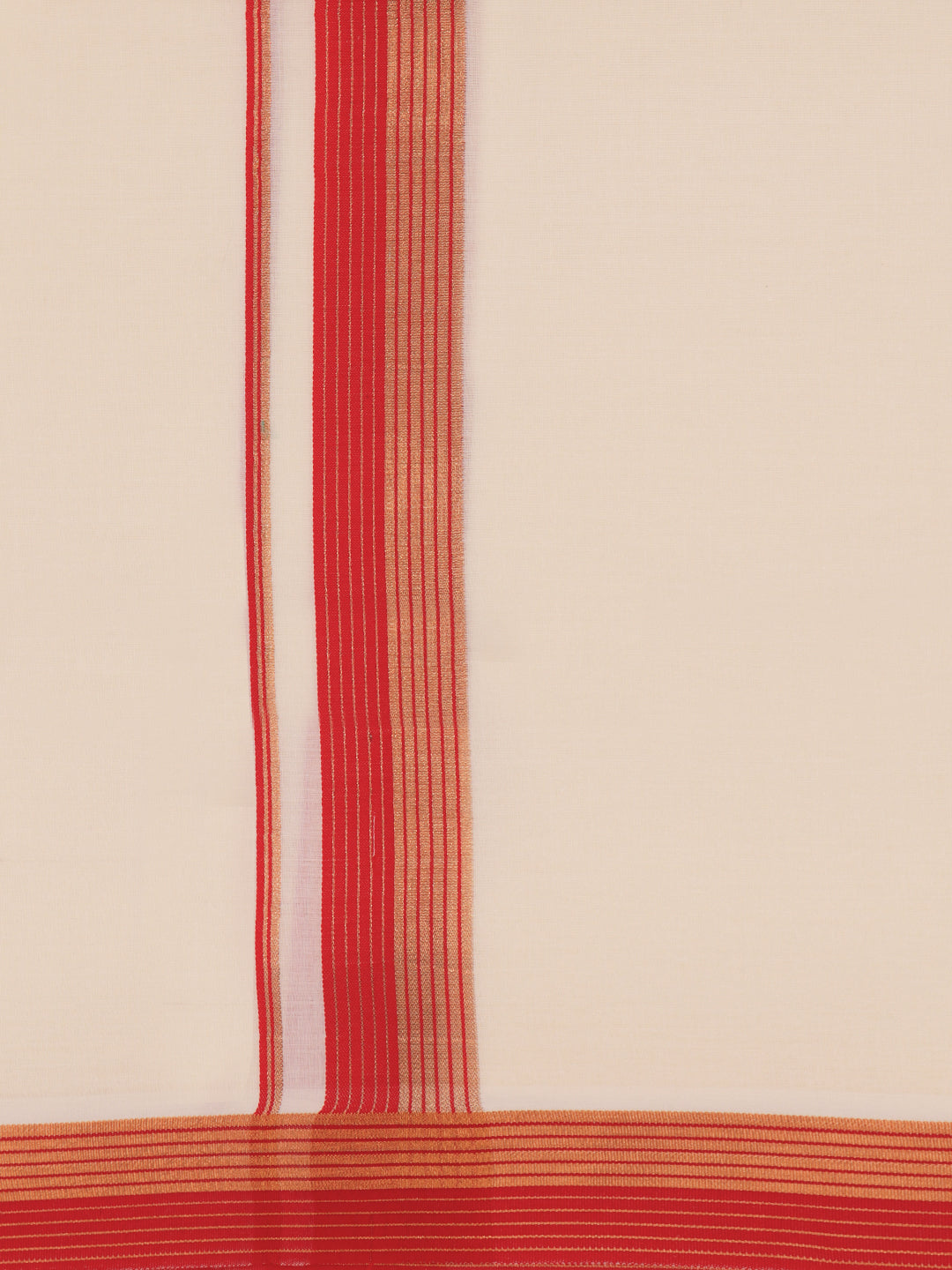 Double Layer 100% Cotton Cream Kora Dhoti with Colour Jari Border - RKF03