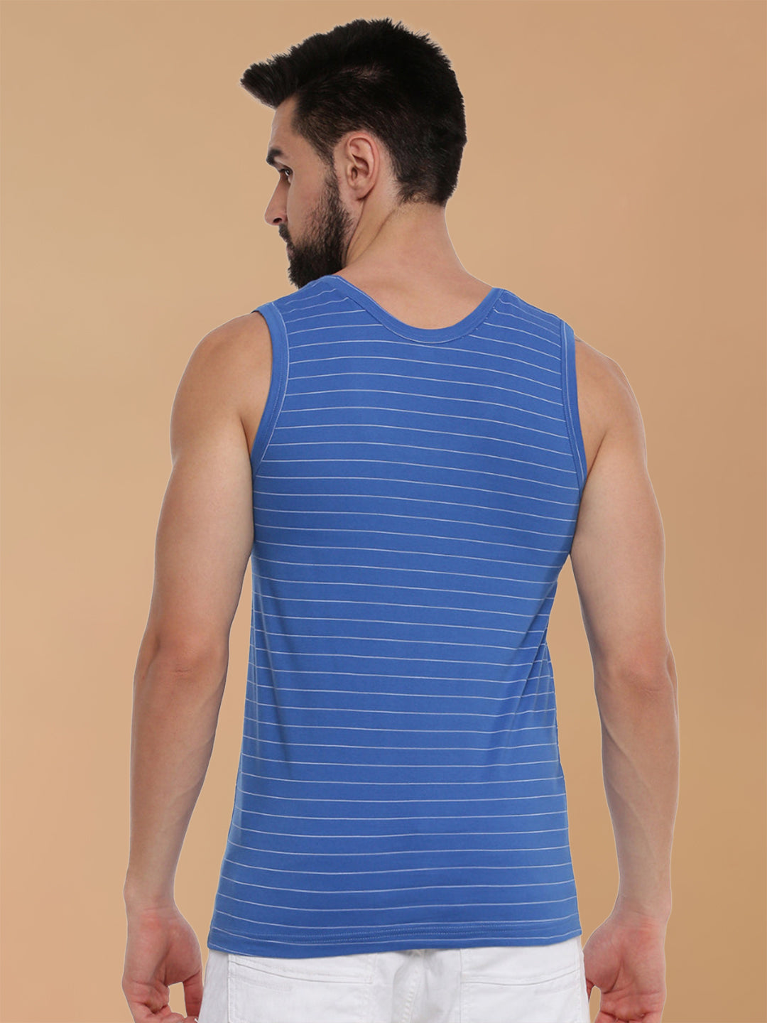 Combed Cotton Assorted Colour Vest RNBS Win Striped (Pack of 2)