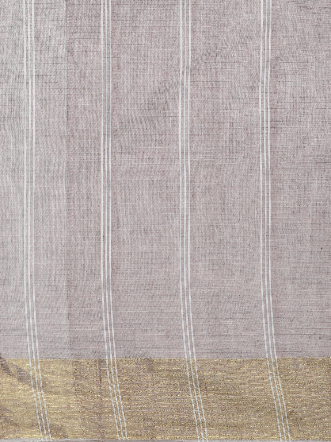 Women Light Brown Striped Cotton Jute Saree CJ12