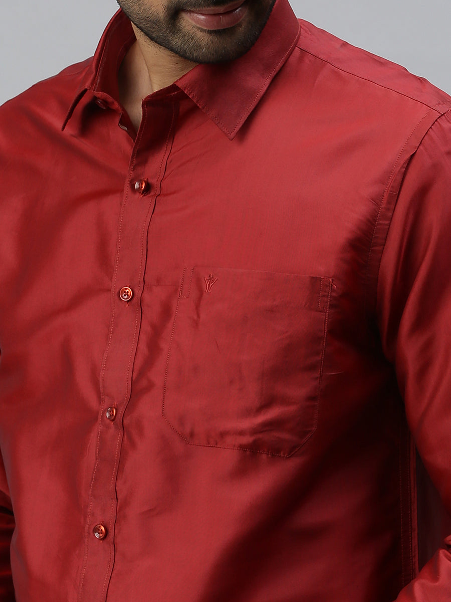 Men Silk Feel Maroon Colour Shirt SFC03