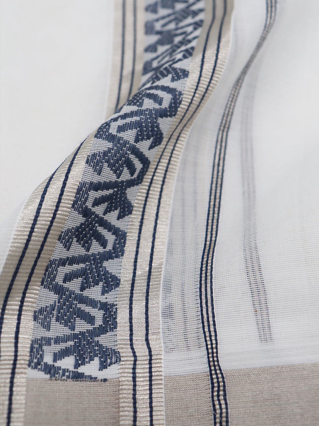 Men Premium Handloom White Dhoti with Fancy Border HLM73