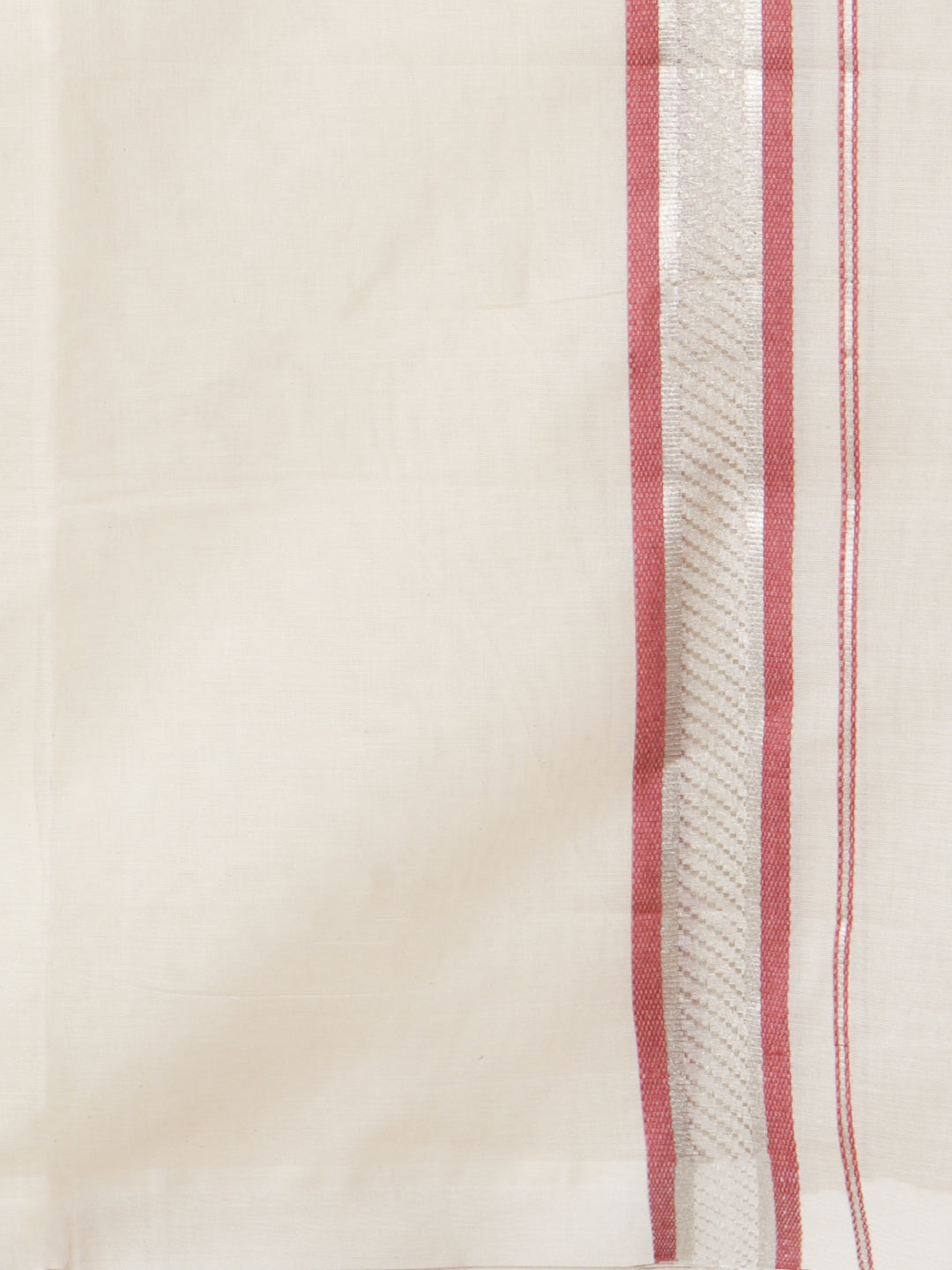 Men Kora Cotton Double Layer Dhoti with Red Fancy Jari Border MSF02