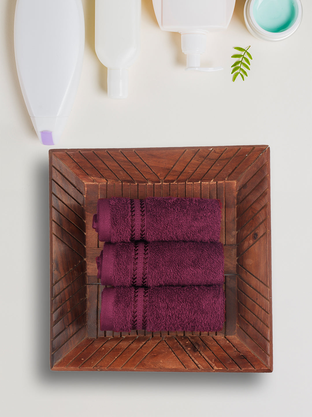 Cotton Bamboo Face Towel Purple (Pack of 4)