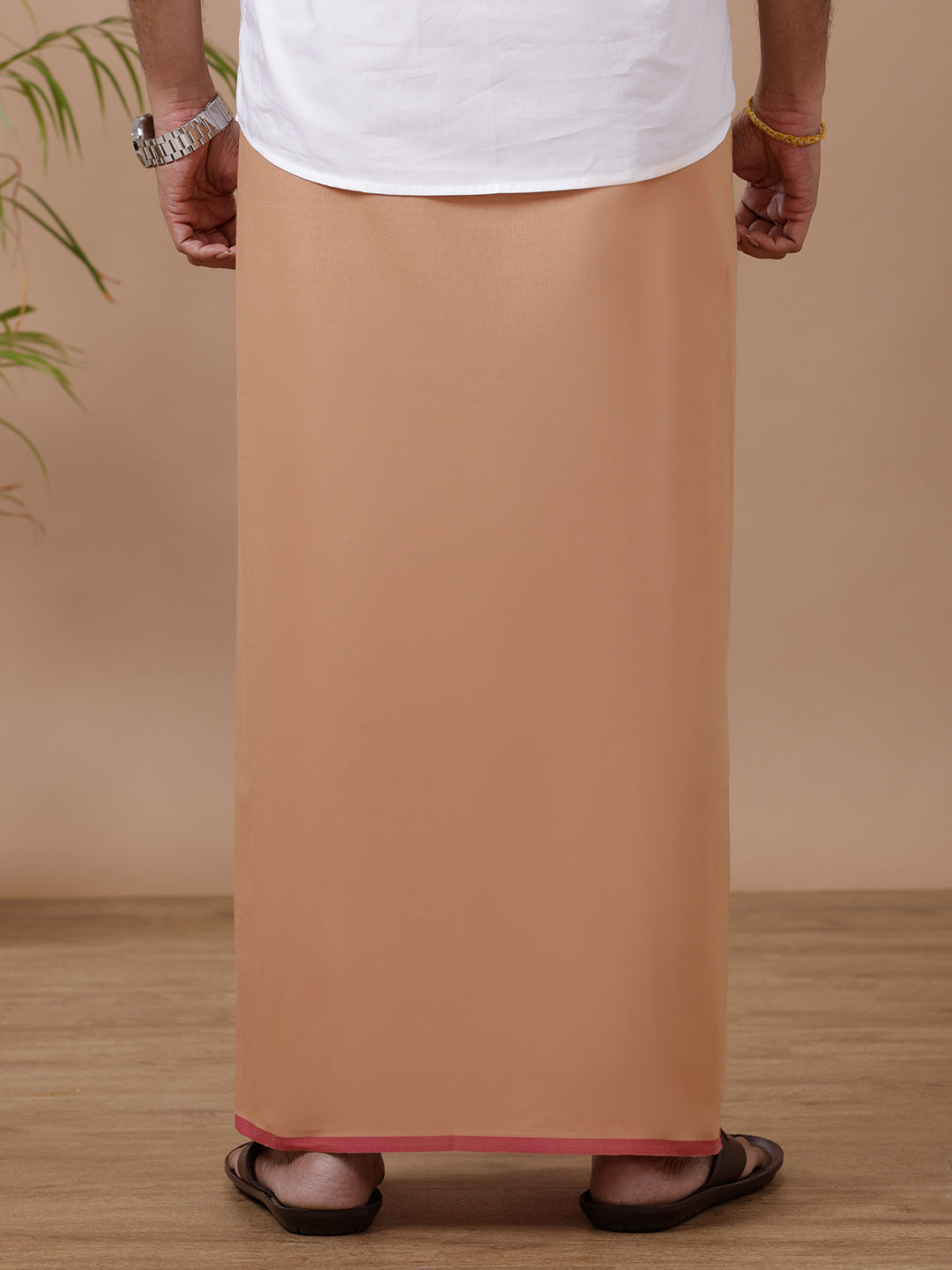 Men Cotton Blend Single Layer Kaavi Dhoti with Assorted Border Enrich Colour 7