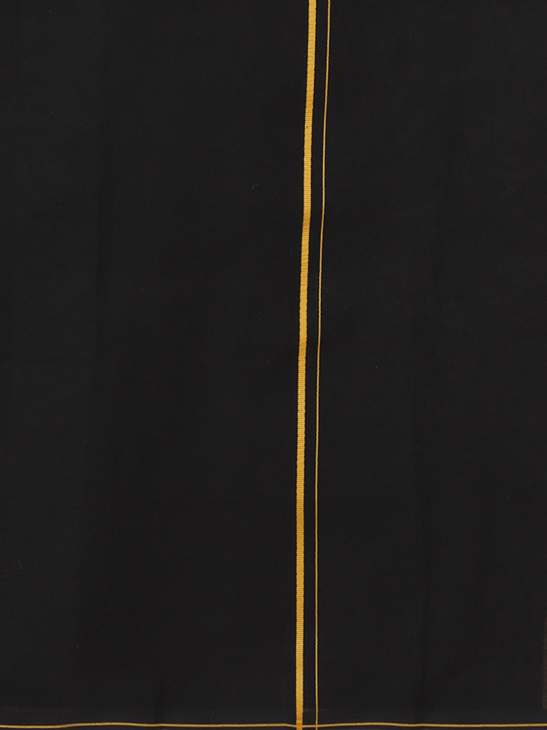 Men Cotton Blend Single Layer Black Dhoti & Towel Set with Yellow Small Border Sudhan