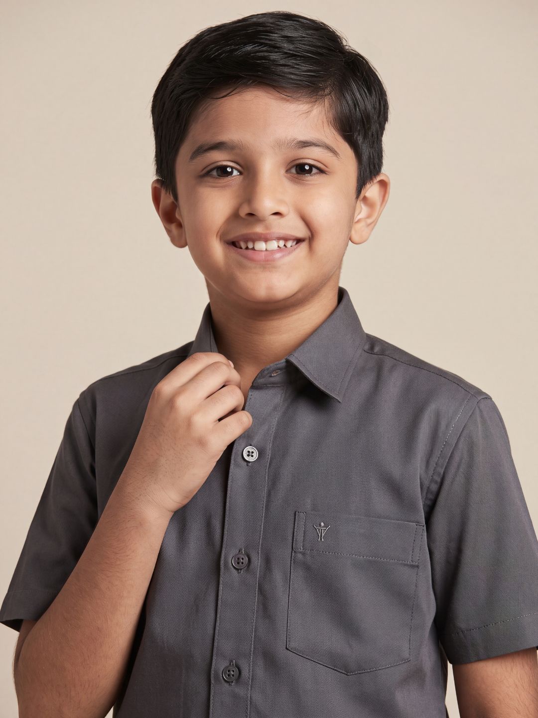Boys 100% Cotton Shuttle Grey Shirt and Fancy Jari Border Dhoti Set BT6